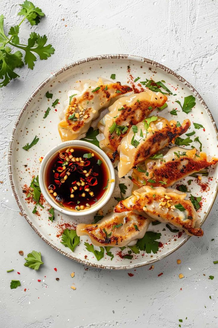 vegan potstickers with dipping sauce